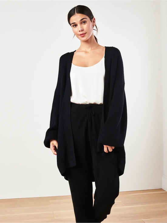 Quince Sweaters - NWT Quince 100% Organic Cotton Oversized Cardigan Black Small Casual Minimalist